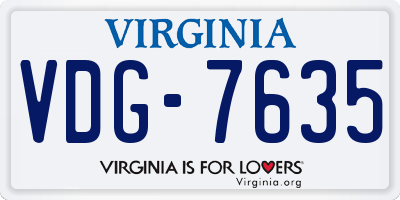 VA license plate VDG7635
