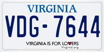 VA license plate VDG7644