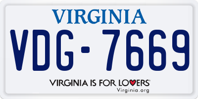 VA license plate VDG7669