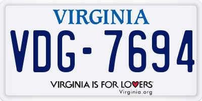 VA license plate VDG7694