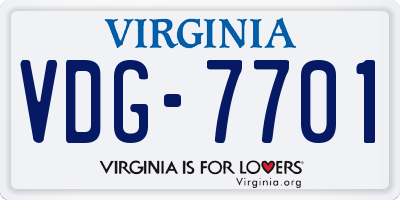 VA license plate VDG7701