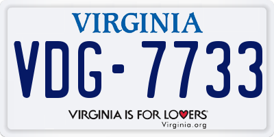 VA license plate VDG7733
