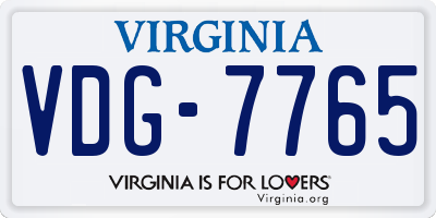 VA license plate VDG7765