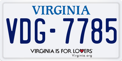VA license plate VDG7785