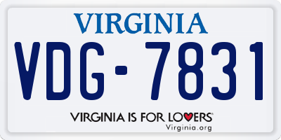 VA license plate VDG7831
