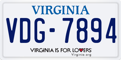 VA license plate VDG7894