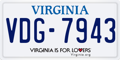 VA license plate VDG7943