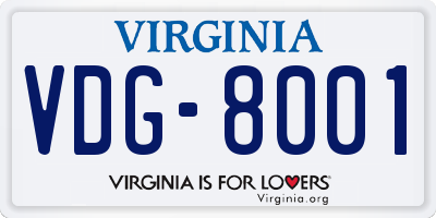 VA license plate VDG8001