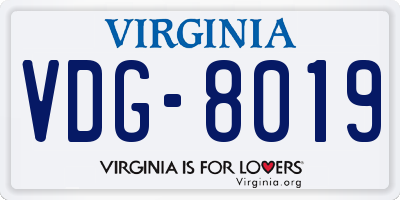 VA license plate VDG8019