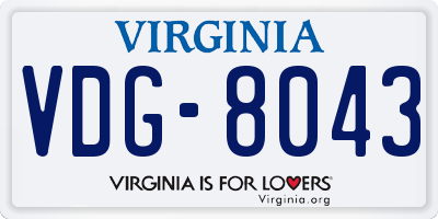 VA license plate VDG8043