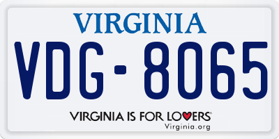 VA license plate VDG8065