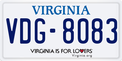 VA license plate VDG8083