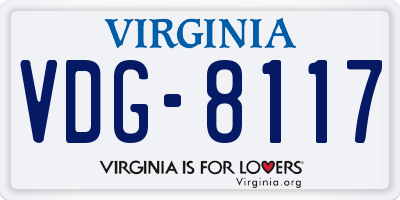 VA license plate VDG8117