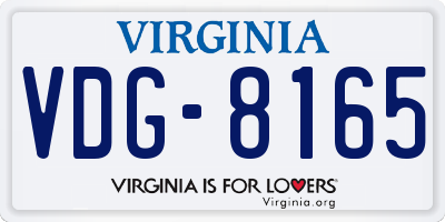 VA license plate VDG8165