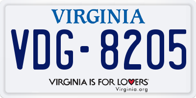 VA license plate VDG8205