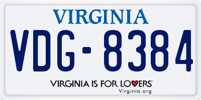 VA license plate VDG8384