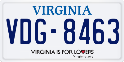 VA license plate VDG8463