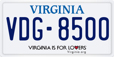 VA license plate VDG8500