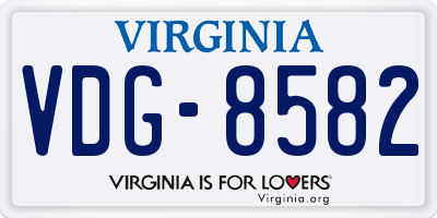 VA license plate VDG8582