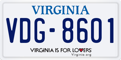 VA license plate VDG8601