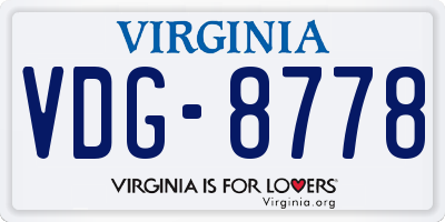VA license plate VDG8778