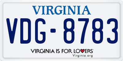 VA license plate VDG8783