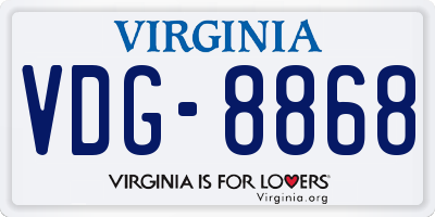 VA license plate VDG8868