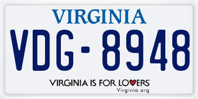VA license plate VDG8948