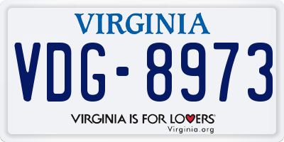 VA license plate VDG8973