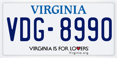VA license plate VDG8990