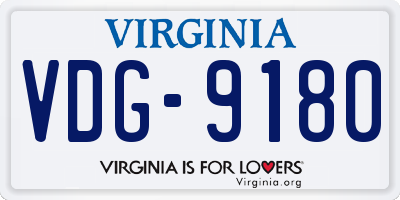 VA license plate VDG9180