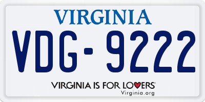 VA license plate VDG9222