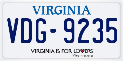 VA license plate VDG9235