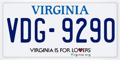 VA license plate VDG9290