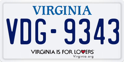 VA license plate VDG9343