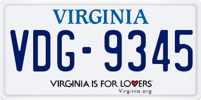 VA license plate VDG9345