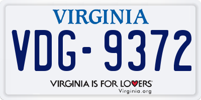 VA license plate VDG9372