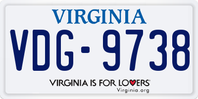VA license plate VDG9738
