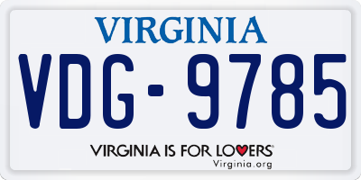 VA license plate VDG9785