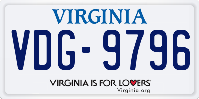 VA license plate VDG9796