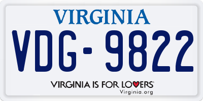 VA license plate VDG9822