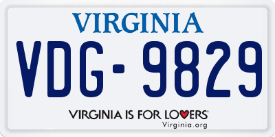 VA license plate VDG9829