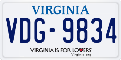 VA license plate VDG9834