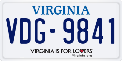 VA license plate VDG9841