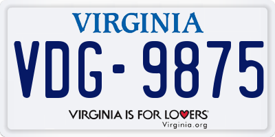 VA license plate VDG9875
