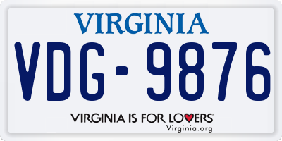 VA license plate VDG9876