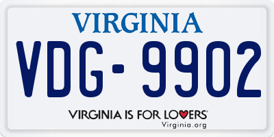 VA license plate VDG9902