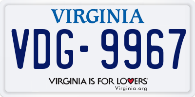 VA license plate VDG9967