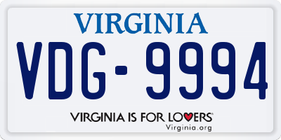 VA license plate VDG9994
