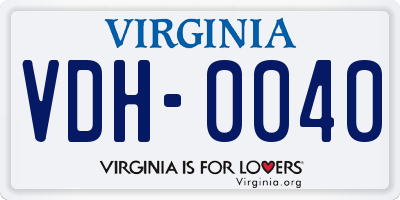 VA license plate VDH0040